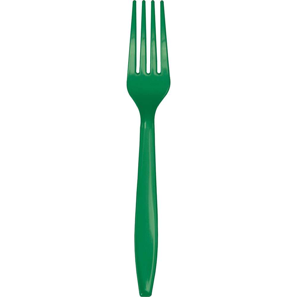 Emerald Green premium plastic forks, 24 ct.