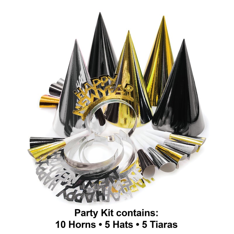Black,Gold, Silver party kit for 10