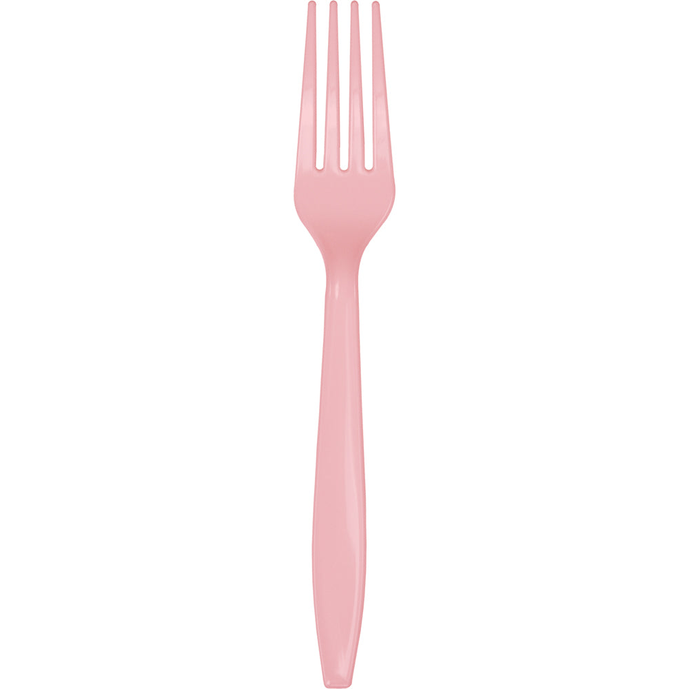Classic Pink premium plastic forks, 24 ct.