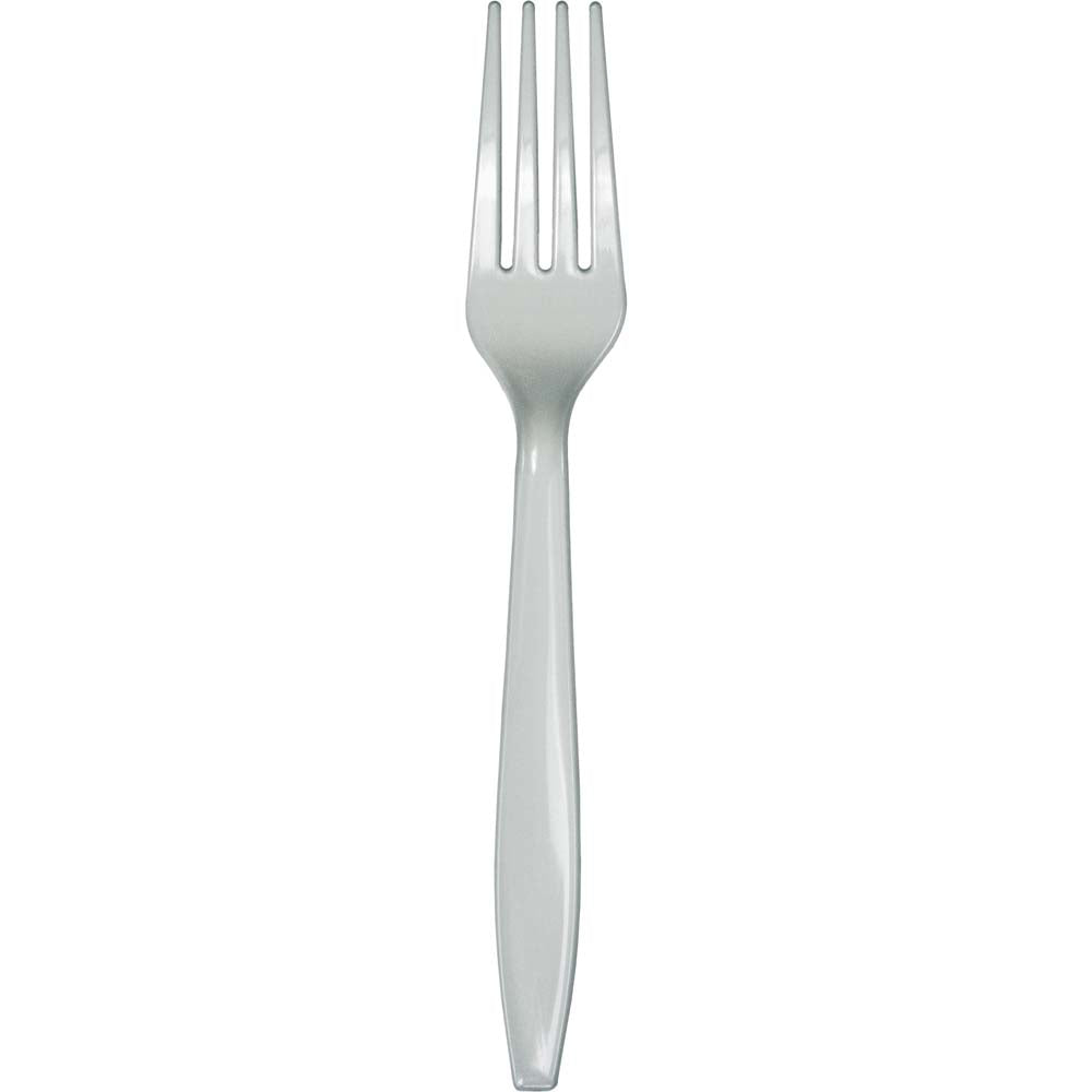 Shimmering Silver premium plastic forks, 24 ct.