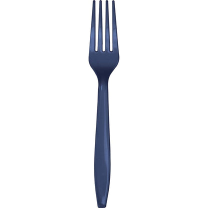 Navy premium plastic forks, 24 ct.