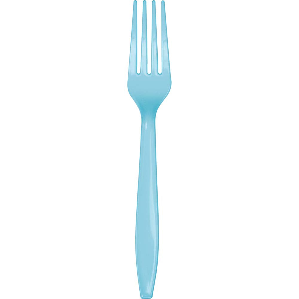 Pastel Blue premium plastic forks, 24 ct.