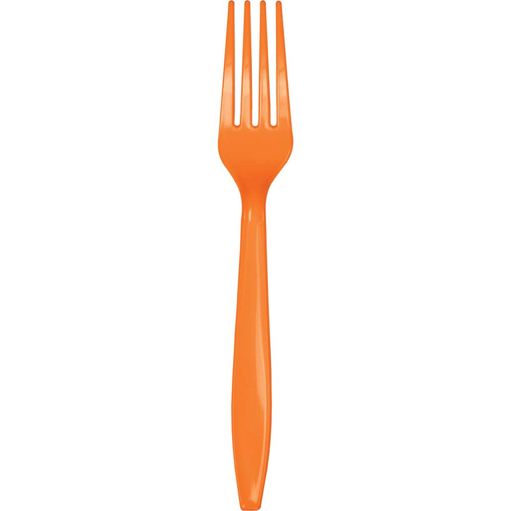 Sunkissed Orange premium plastic forks, 24 ct.
