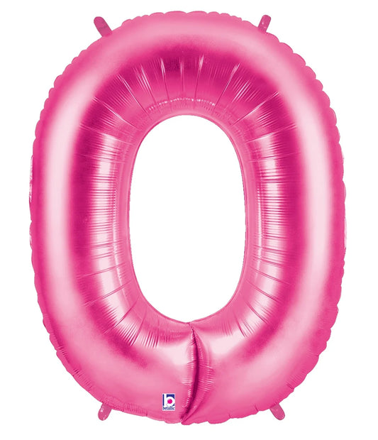 Fuchsia Foil number balloon 0