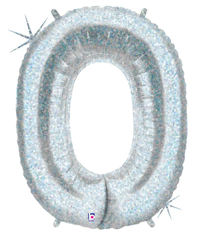 Holographic Silver Foil Number Balloon 0