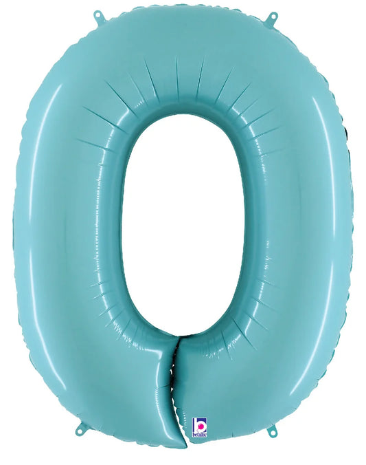 Pastel Blue Matte Foil number balloon 0