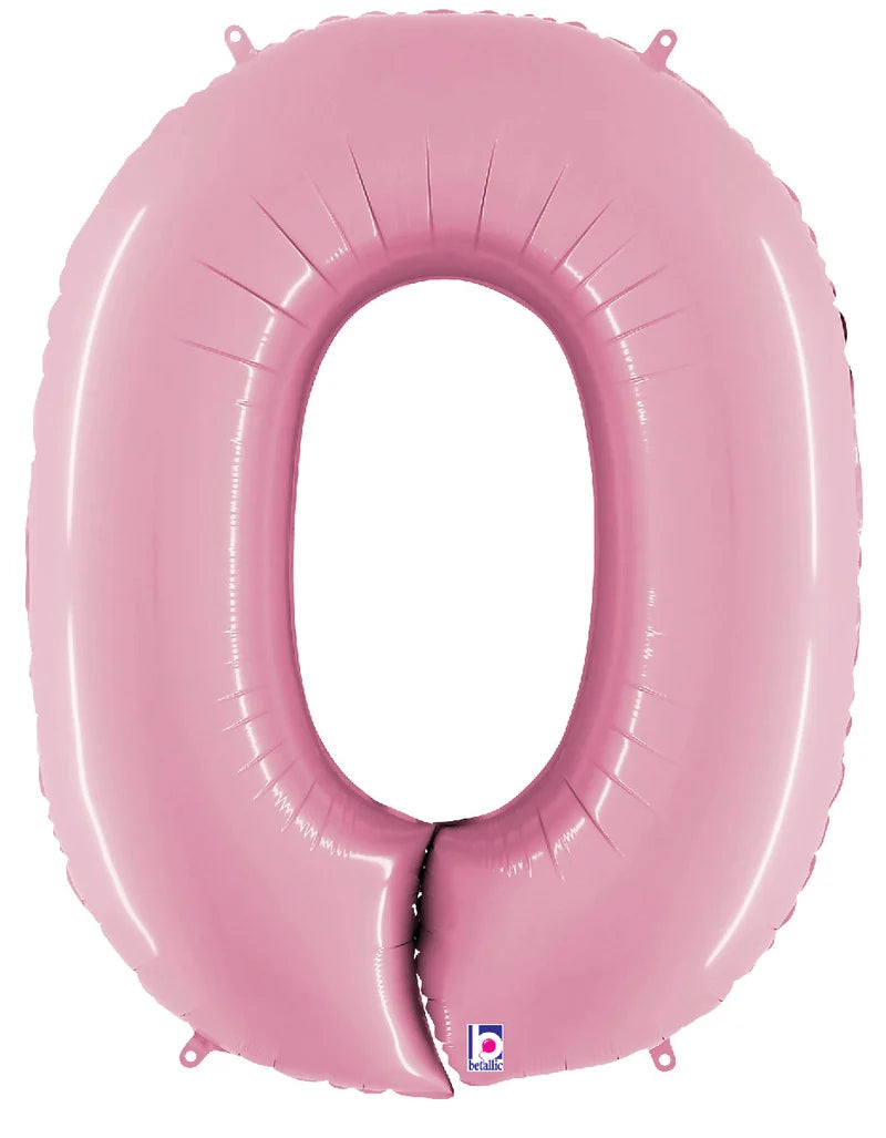 Pastel Pink Matte Foil number balloon 0