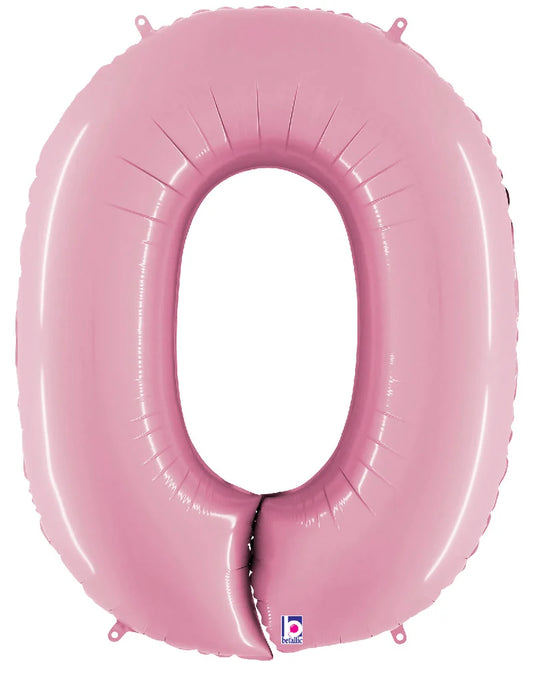 Pastel Pink Matte Foil number balloon 0