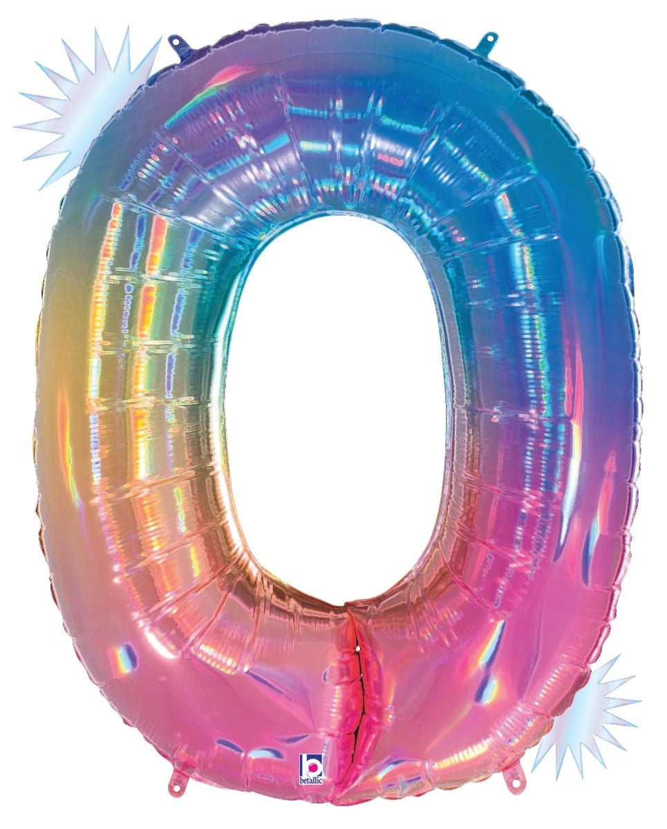 Opal Rainbow Foil number Balloon 0