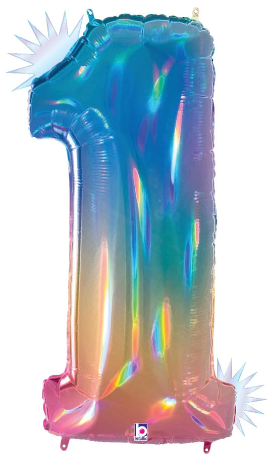 Opal Rainbow Foil Number Balloons
