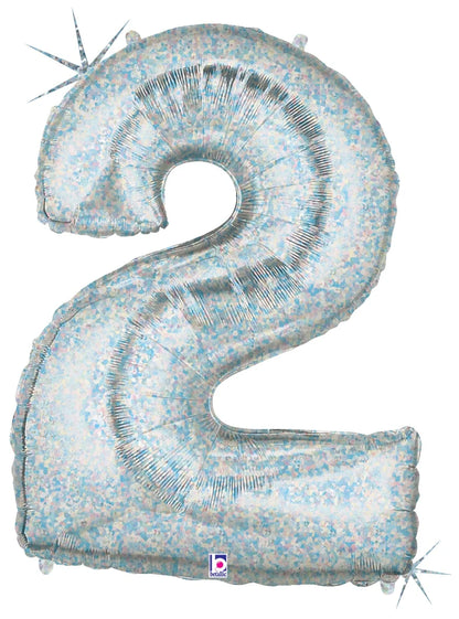 Holographic Silver Foil Number Balloons