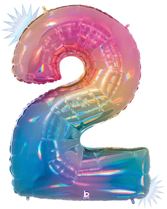 Opal Rainbow Foil Number Balloons