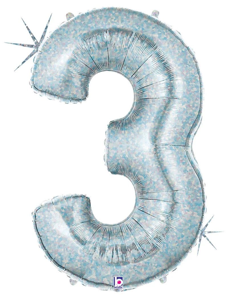 Holographic Silver Foil Number Balloons