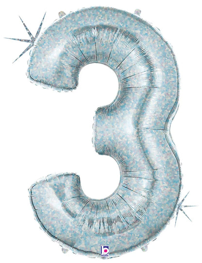 Holographic Silver Foil Number Balloons