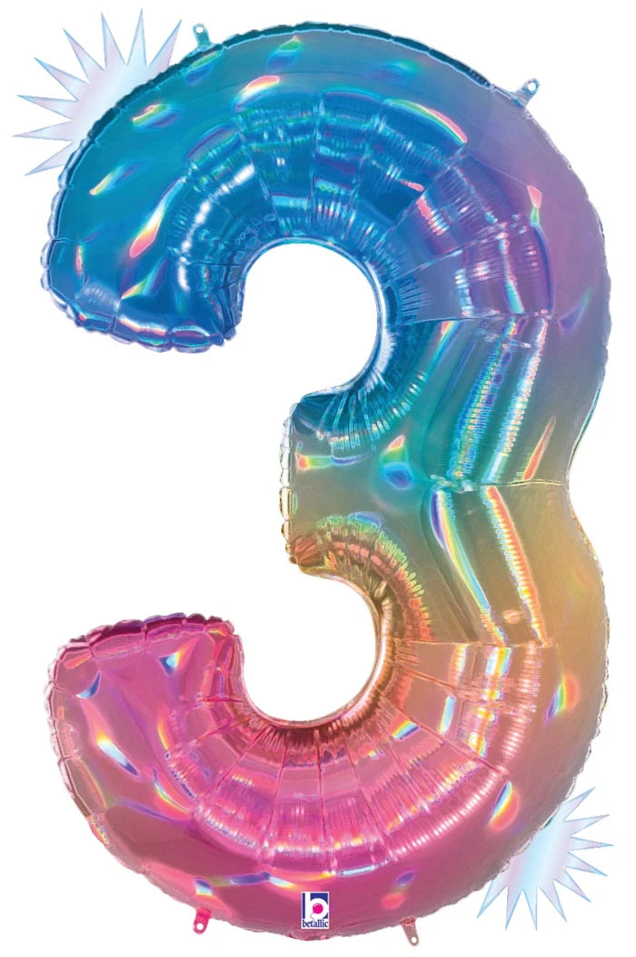 Opal Rainbow Foil Number Balloons