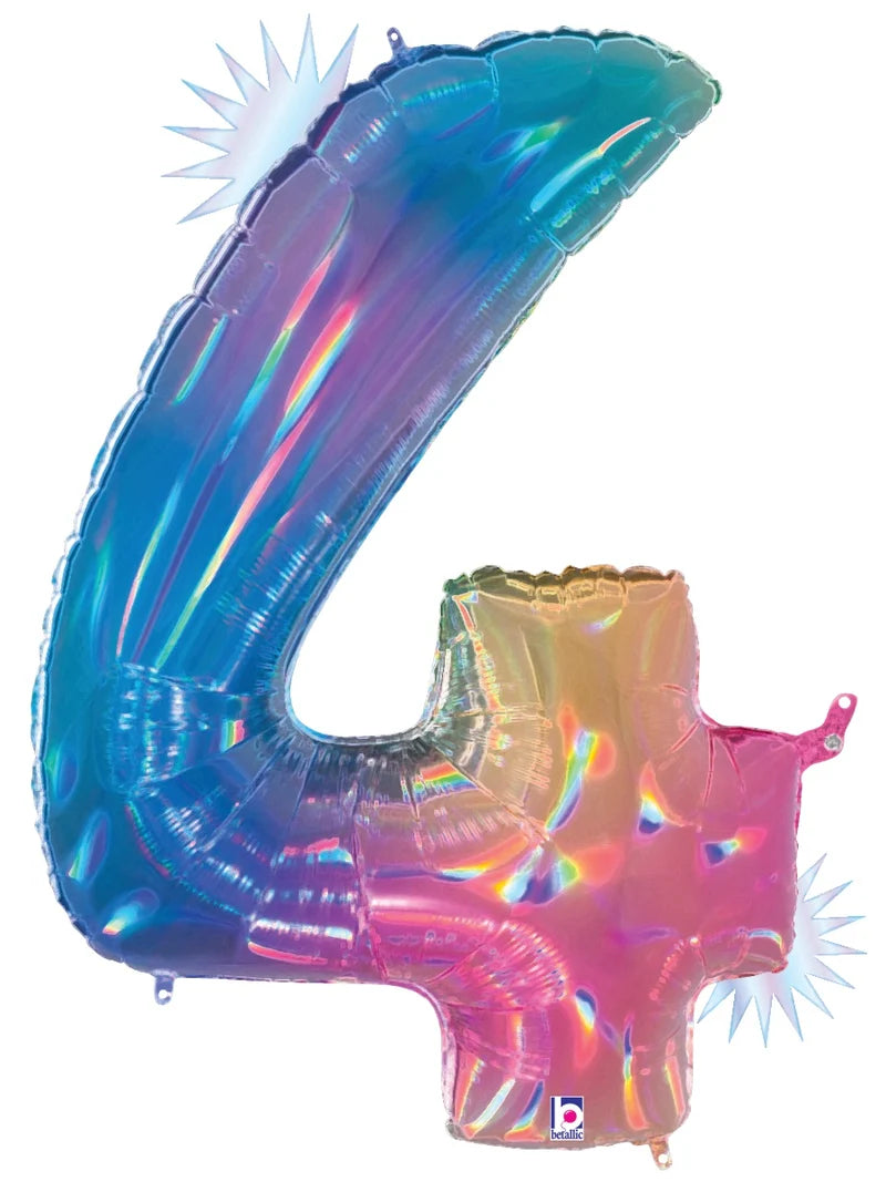 Opal Rainbow Foil Number Balloons