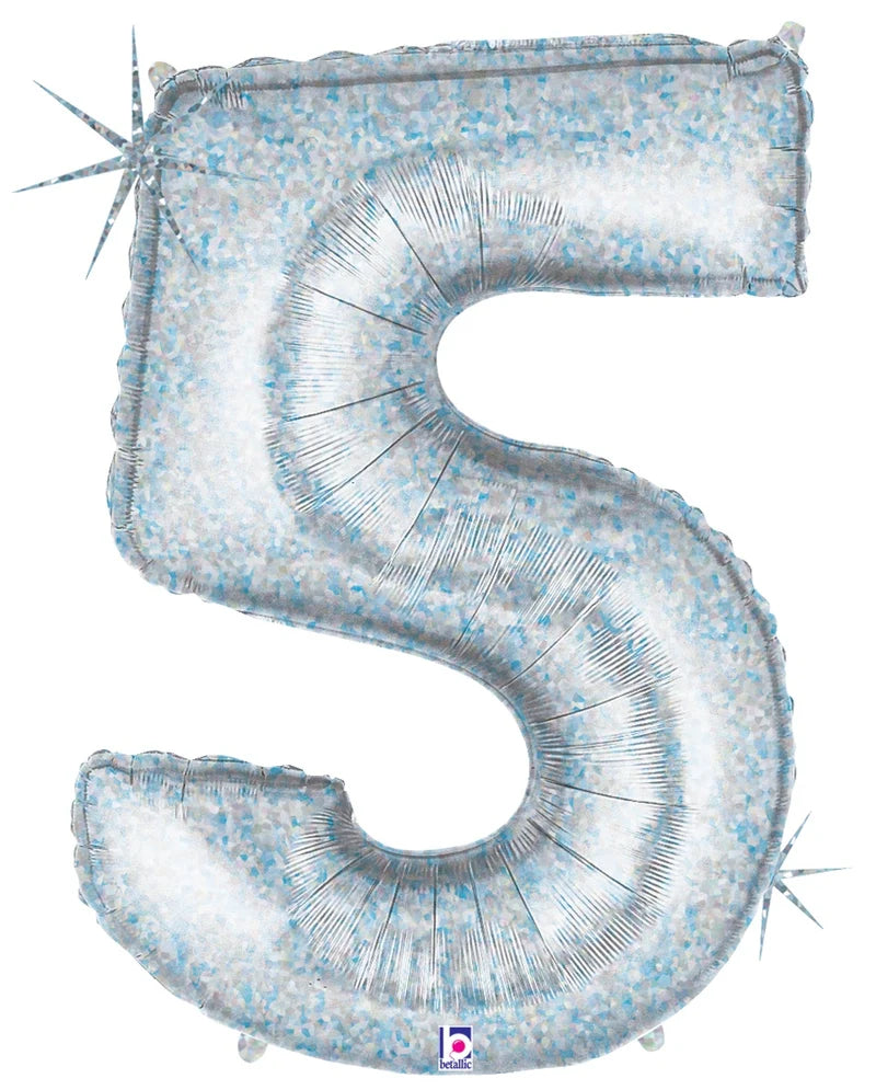 Holographic Silver Foil Number Balloons