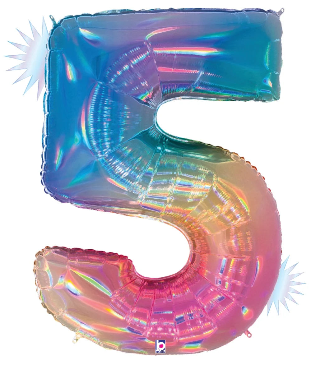 Opal Rainbow Foil Number Balloons