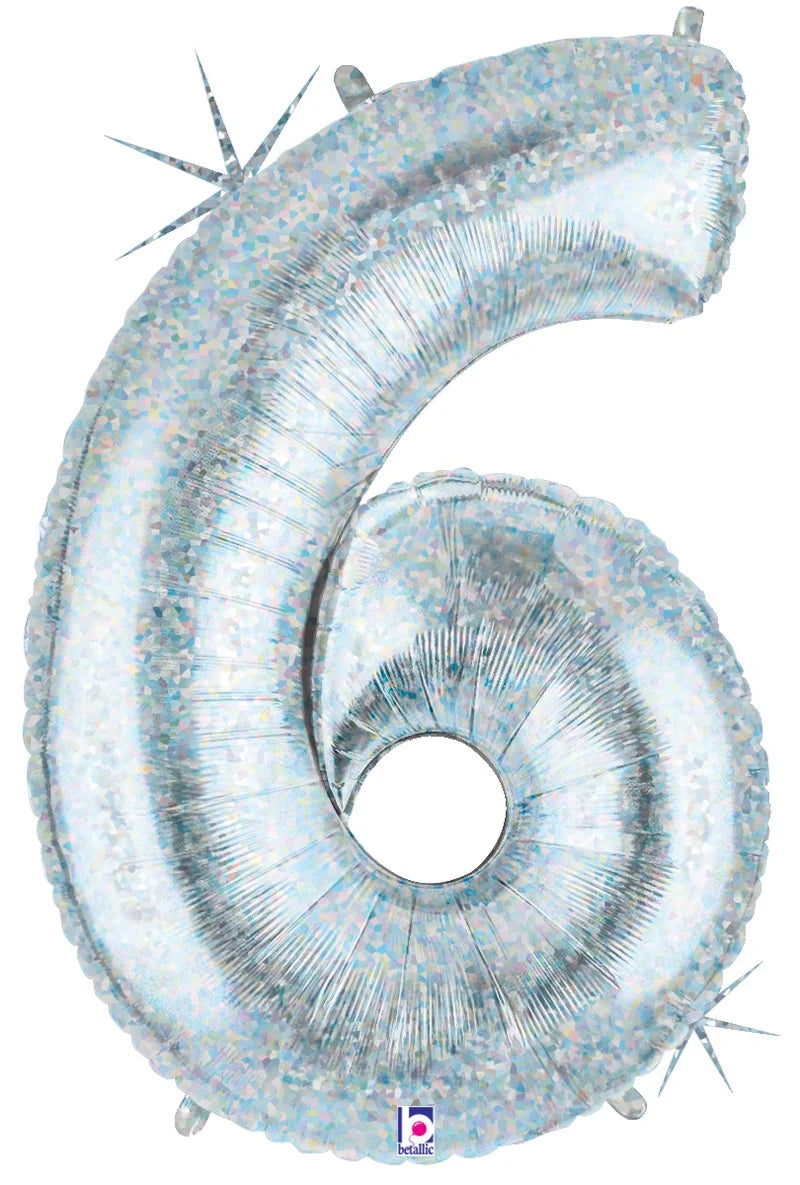 Holographic Silver Foil Number Balloons