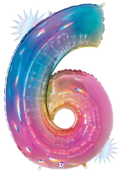 Opal Rainbow Foil Number Balloons