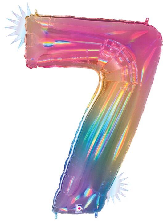 Opal Rainbow Foil Number Balloons
