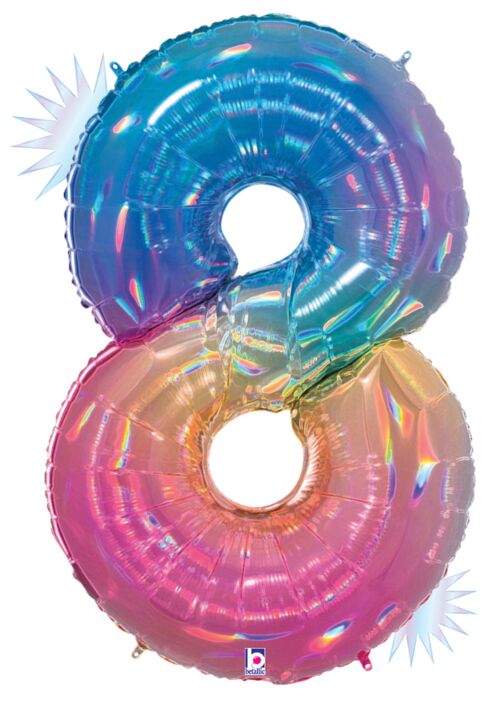 Opal Rainbow Foil Number Balloons