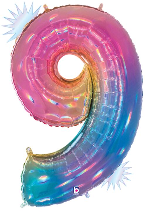 Opal Rainbow Foil Number Balloons