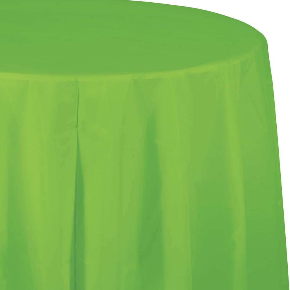 Solid Color 82 inch Round Plastic Tablecover