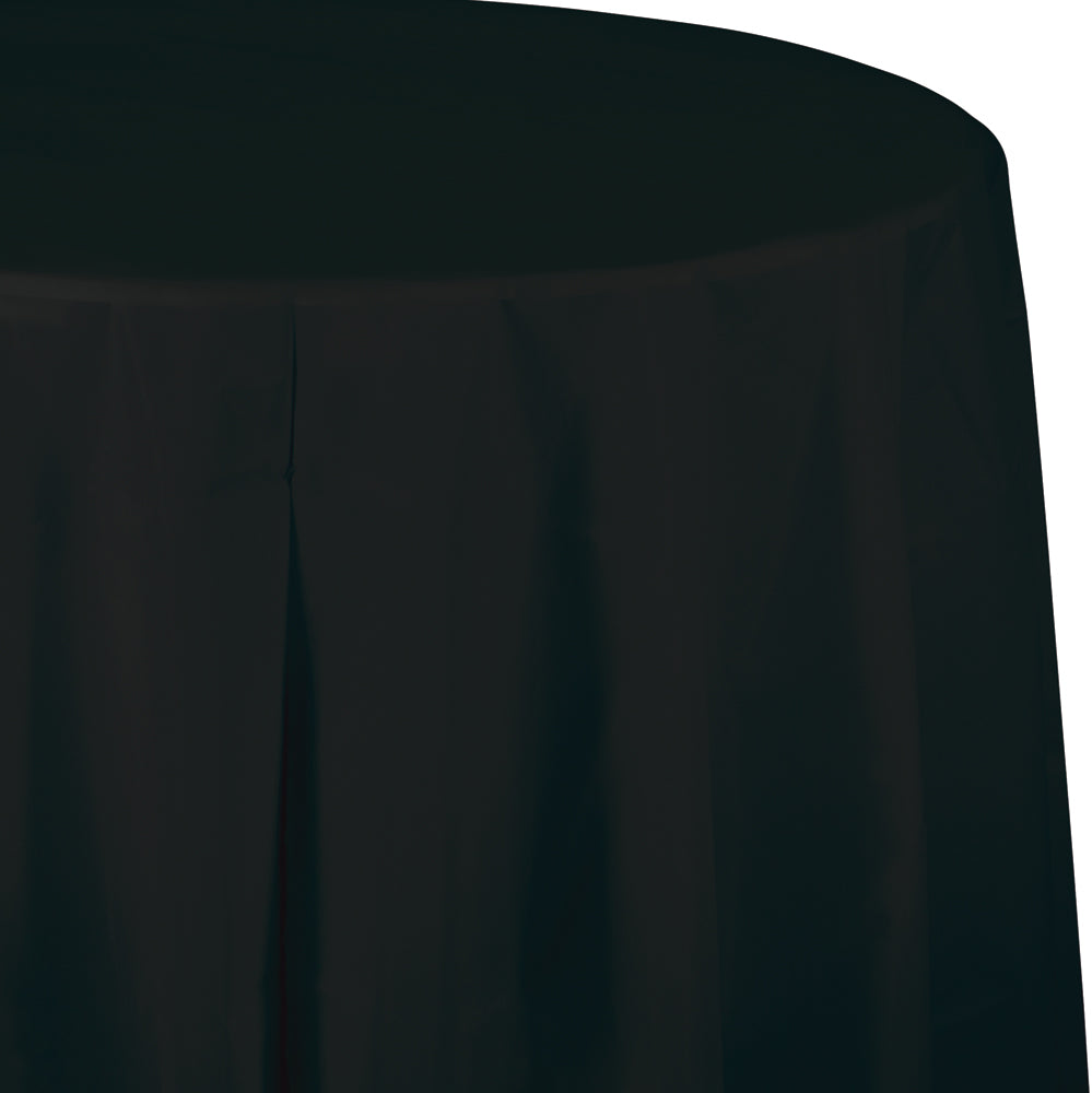 Solid Color 82 inch Round Plastic Tablecover