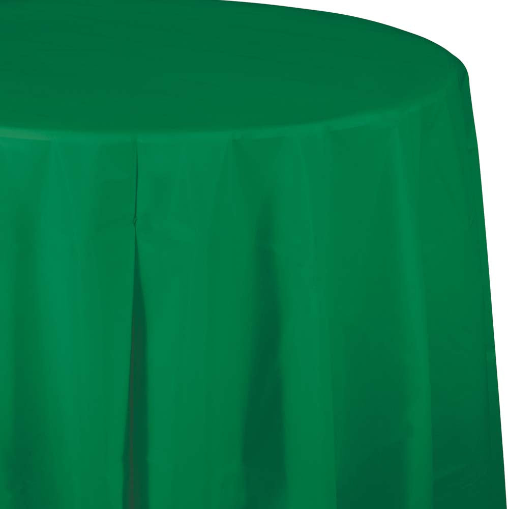 Solid Color 82 inch Round Plastic Tablecover
