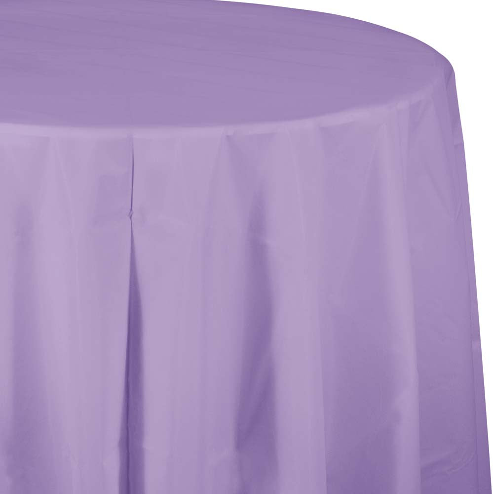 Solid Color 82 inch Round Plastic Tablecover