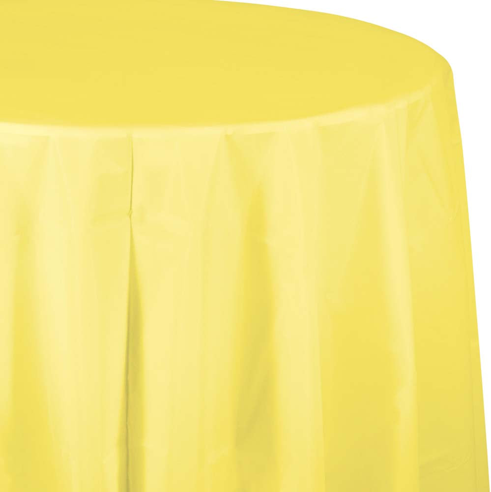Solid Color 82 inch Round Plastic Tablecover