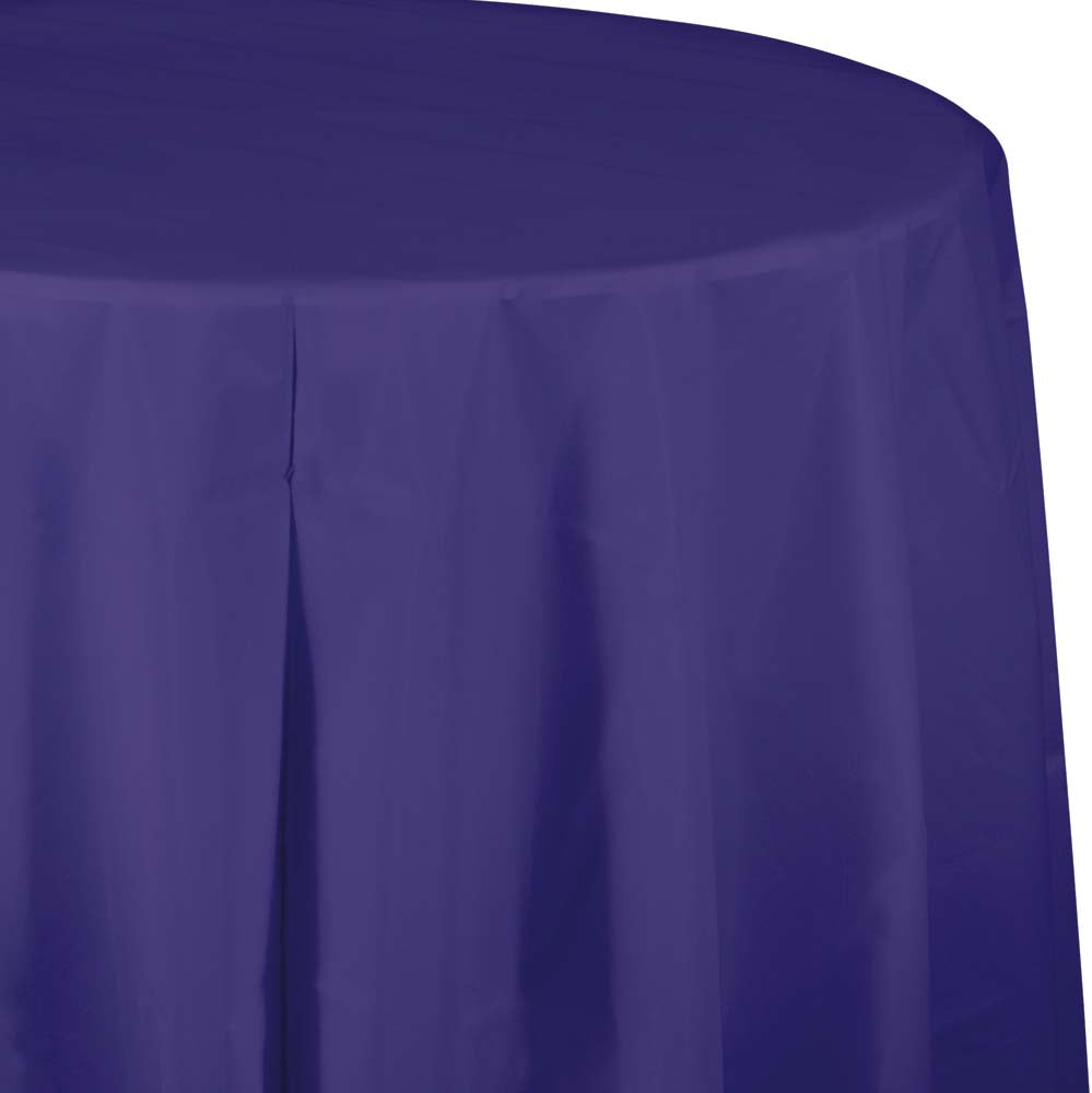 Solid Color 82 inch Round Plastic Tablecover