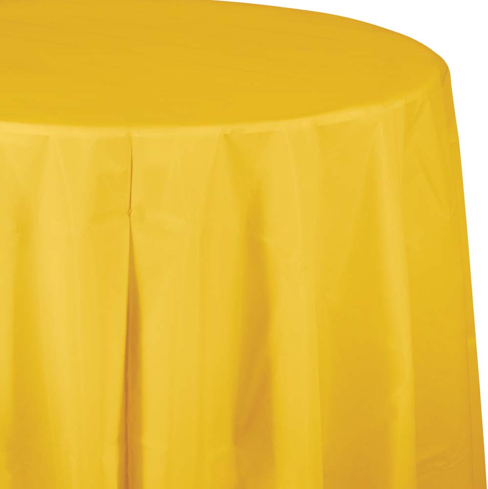Solid Color 82 inch Round Plastic Tablecover