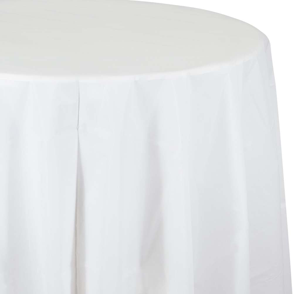 Solid Color 82 inch Round Plastic Tablecover