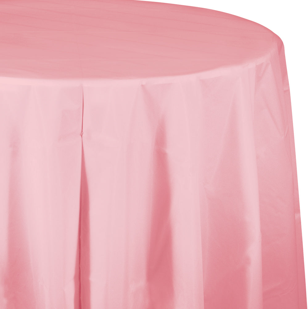 Solid Color 82 inch Round Plastic Tablecover