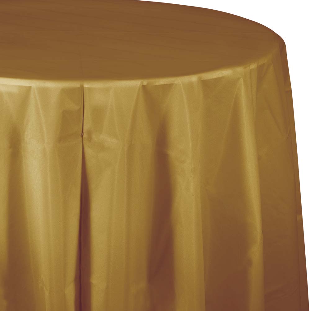 Solid Color 82 inch Round Plastic Tablecover