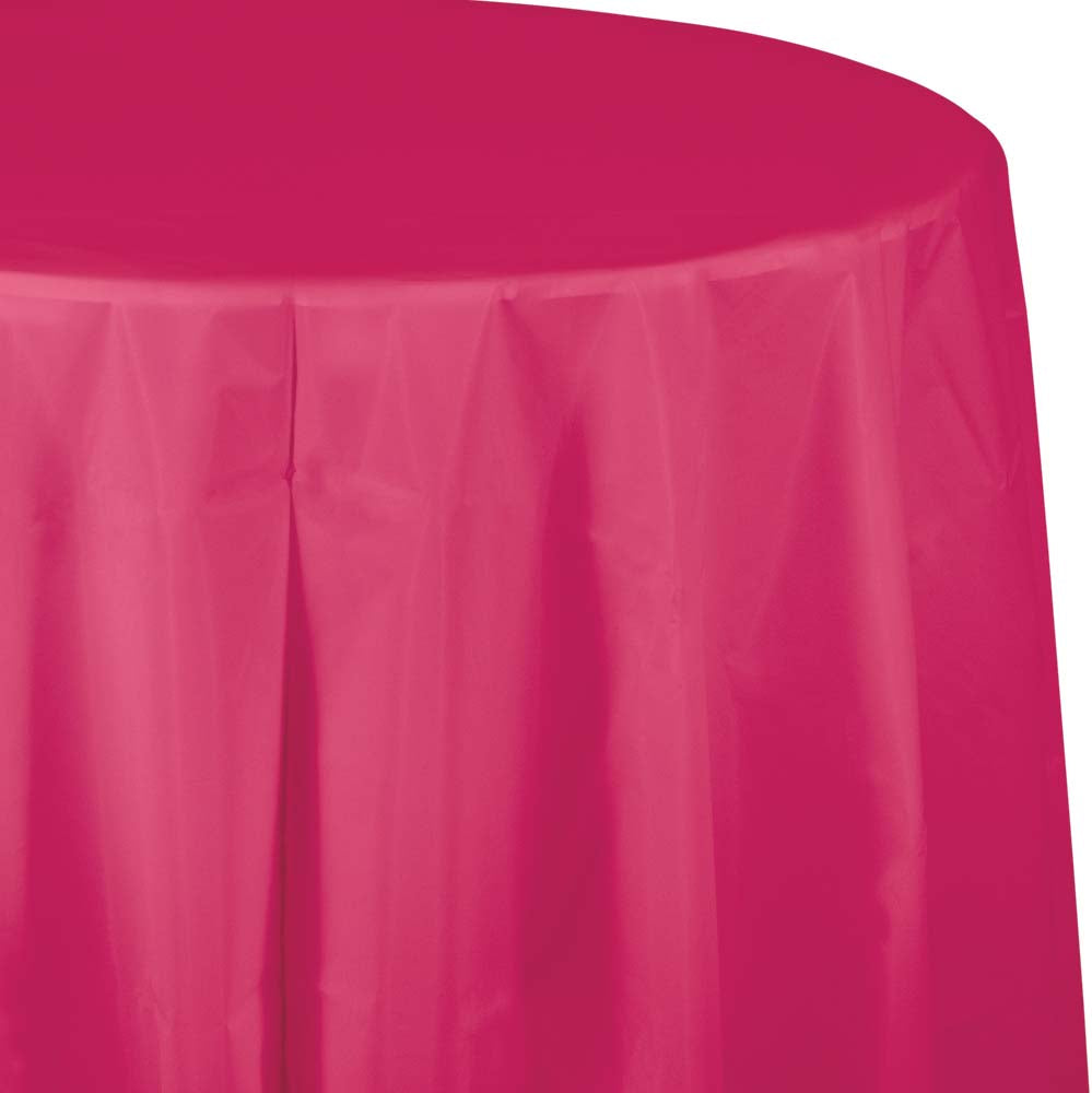 Solid Color 82 inch Round Plastic Tablecover