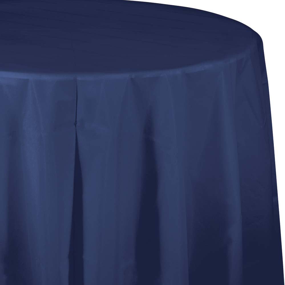 Solid Color 82 inch Round Plastic Tablecover