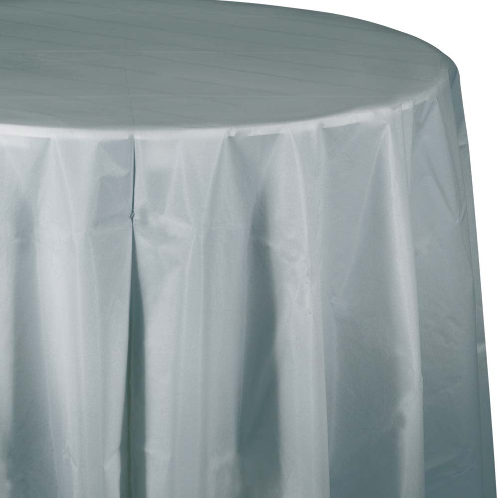 Solid Color 82 inch Round Plastic Tablecover