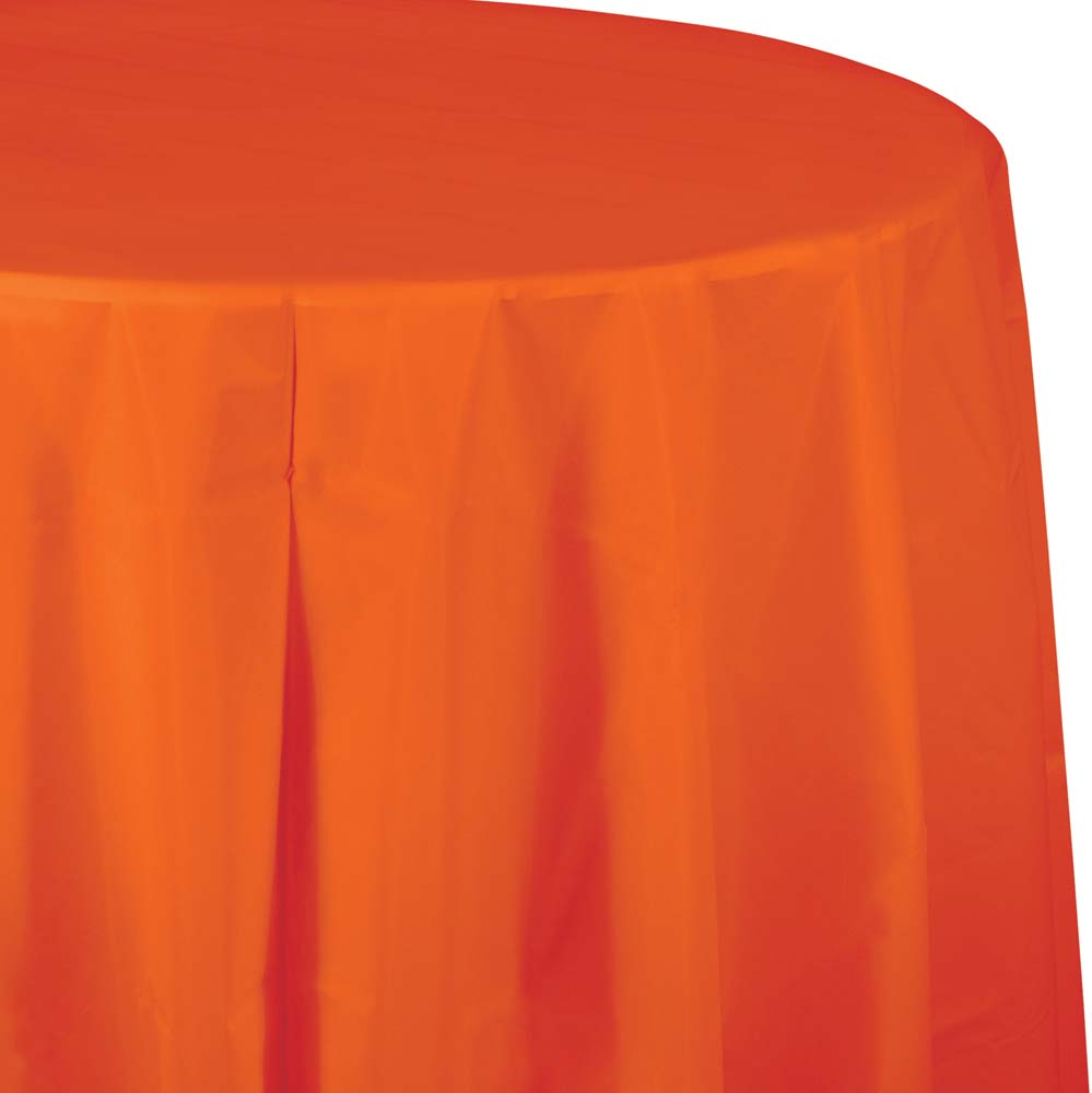 Solid Color 82 inch Round Plastic Tablecover