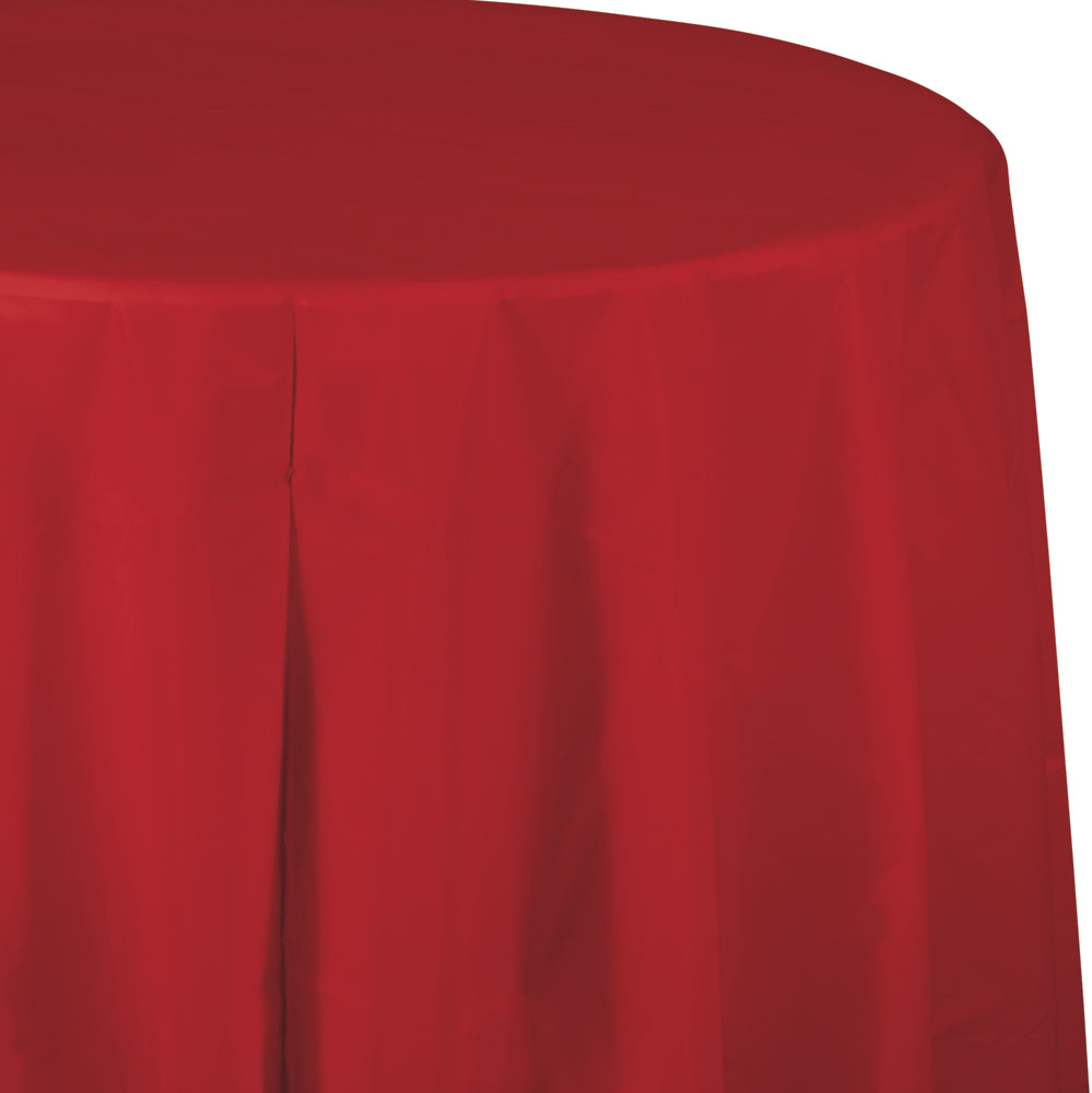 Solid Color 82 inch Round Plastic Tablecover