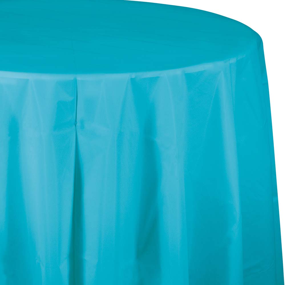 Solid Color 82 inch Round Plastic Tablecover