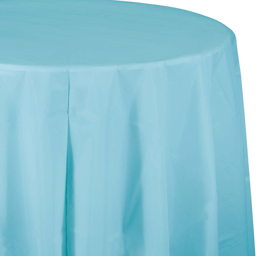 Solid Color 82 inch Round Plastic Tablecover