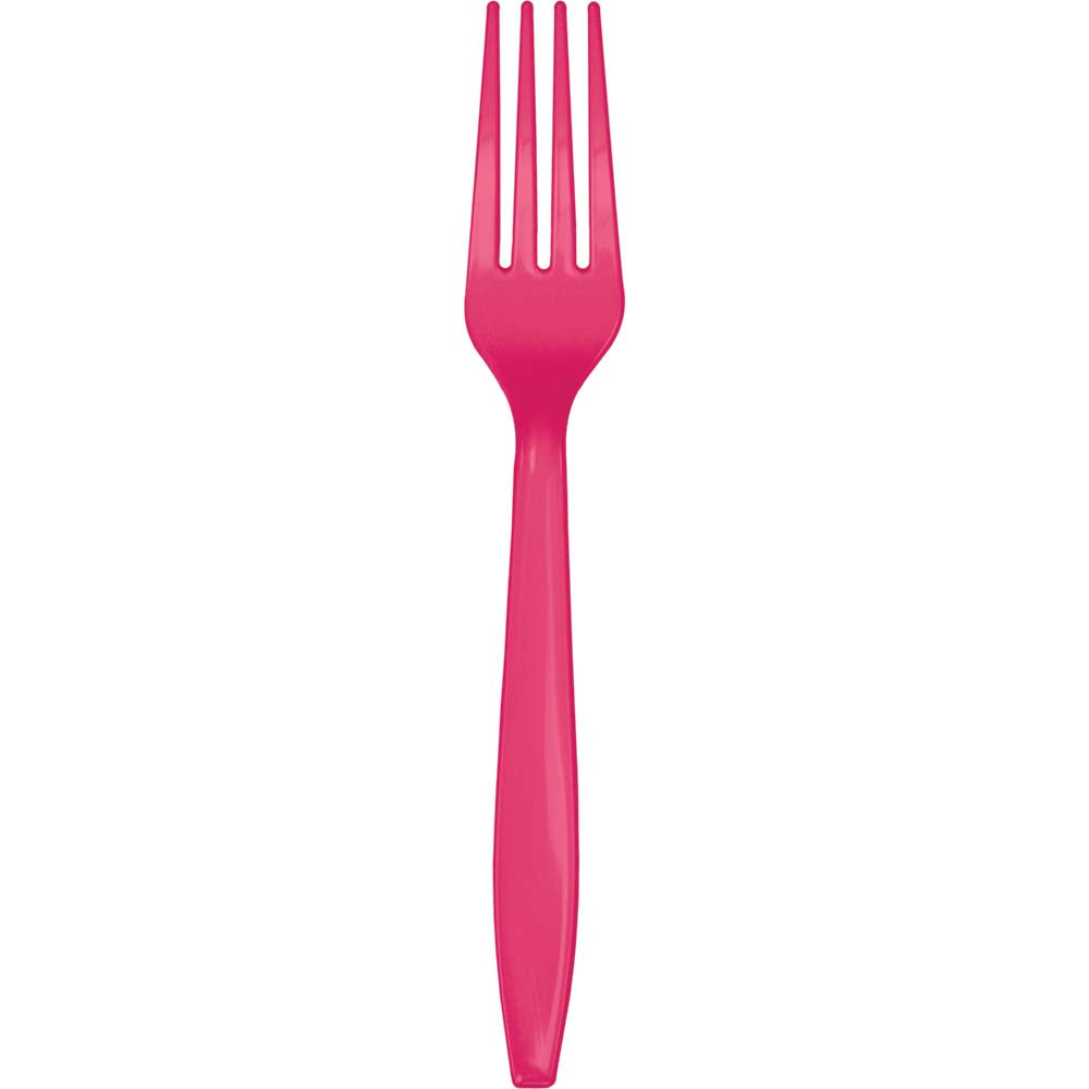 Hot Magenta premium plastic forks, 24 ct.