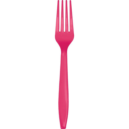 Hot Magenta premium plastic forks, 24 ct.