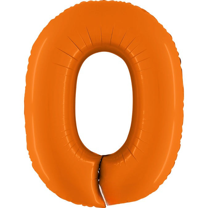 Orange Matte Foil number balloon 0