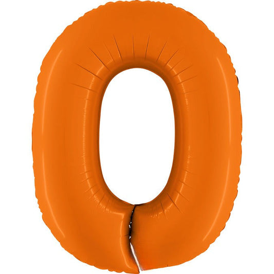 Orange Matte Foil number balloon 0