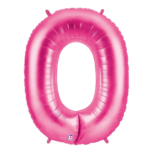 Fuchsia Foil number balloon 0