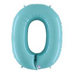 Pastel Blue Matte Foil number balloon 0